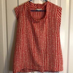 Cabi size medium red and white sleeveless blouse